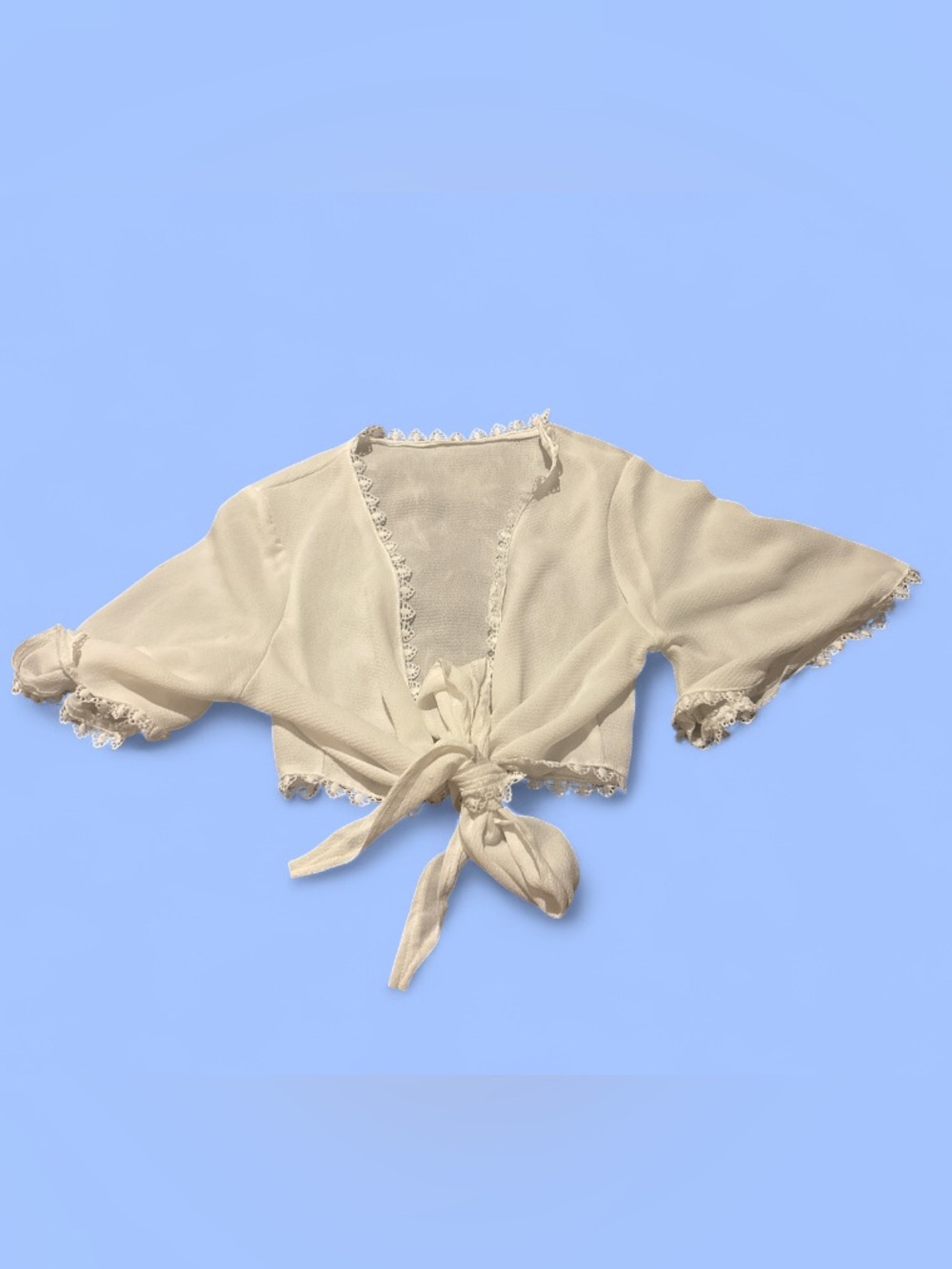 White lace bolero top with tie front